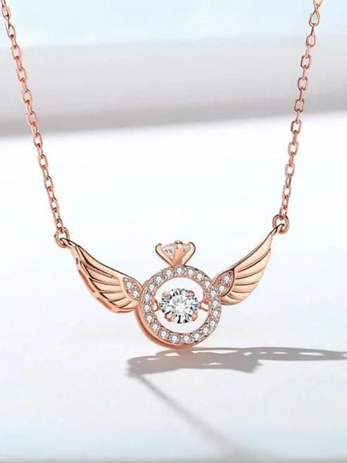 Heavenly Rose Gold Angel Wings Pendant Chain