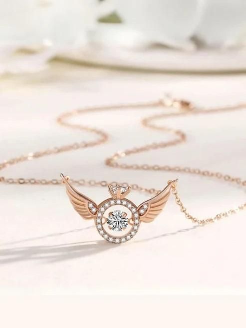 Heavenly Rose Gold Angel Wings Pendant Chain