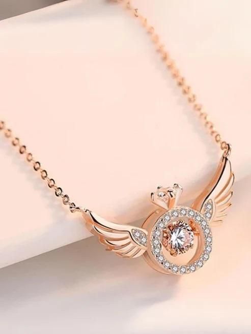 Heavenly Rose Gold Angel Wings Pendant Chain