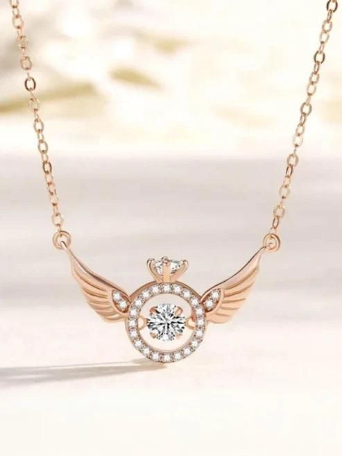 Heavenly Rose Gold Angel Wings Pendant Chain